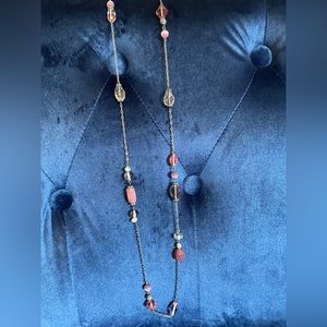 Lia Sophia long necklace - Silver and pink